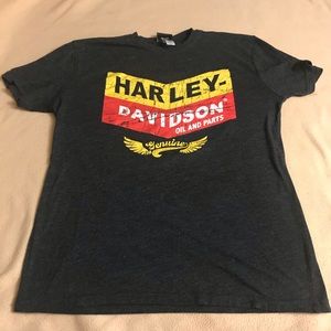 Harley Davidson dark Gray oil and parts Tee Sz. M